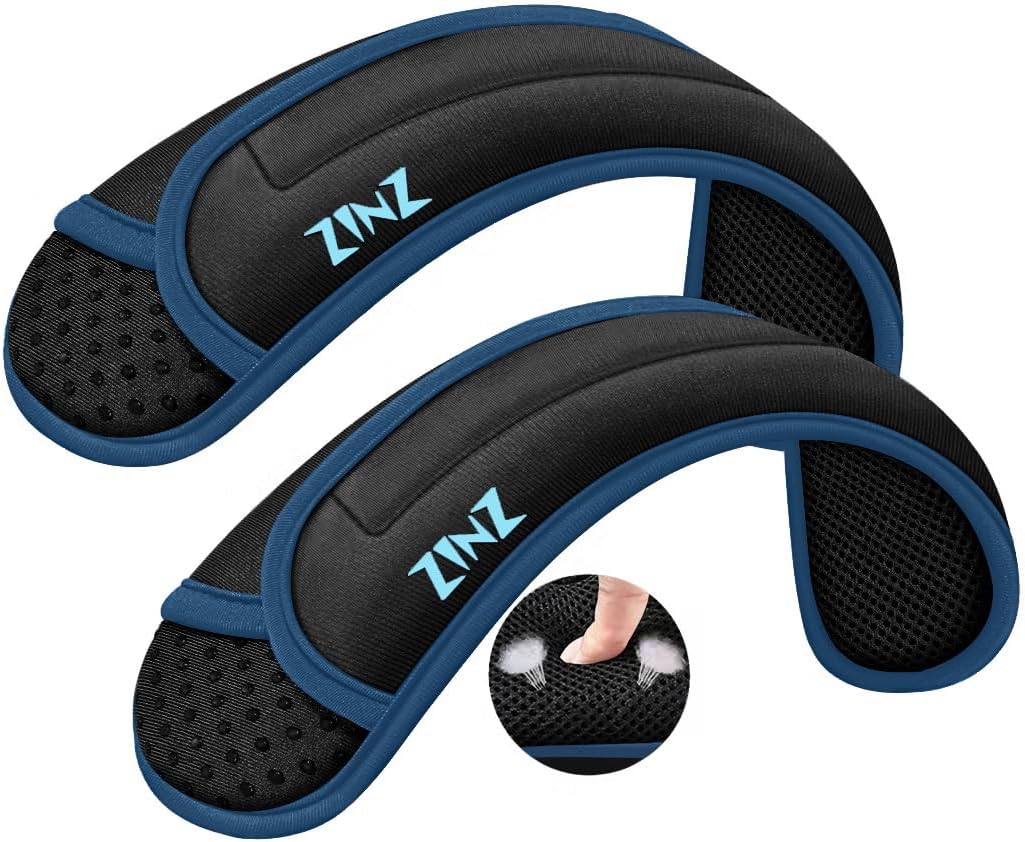 ZINZ 2-Pack Universal Shoulder Pad with Ultra thick Cushion for Bag Luggage Bag Crossbody, Plus Long & Anti-Slip & Breathable,Black Blue-2Pack