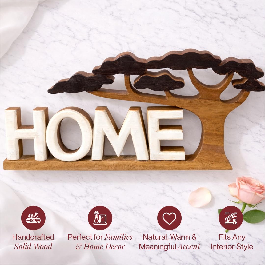 Decozen Wooden Home Sculpture, Gift for Mom, Home Decor, Living Room, Boho, Coffee Table, Centerpiece Table Decorations, Mantle, Shelf, Decor Farmhouse, Christmas Decorations, Mothers Day Gifts