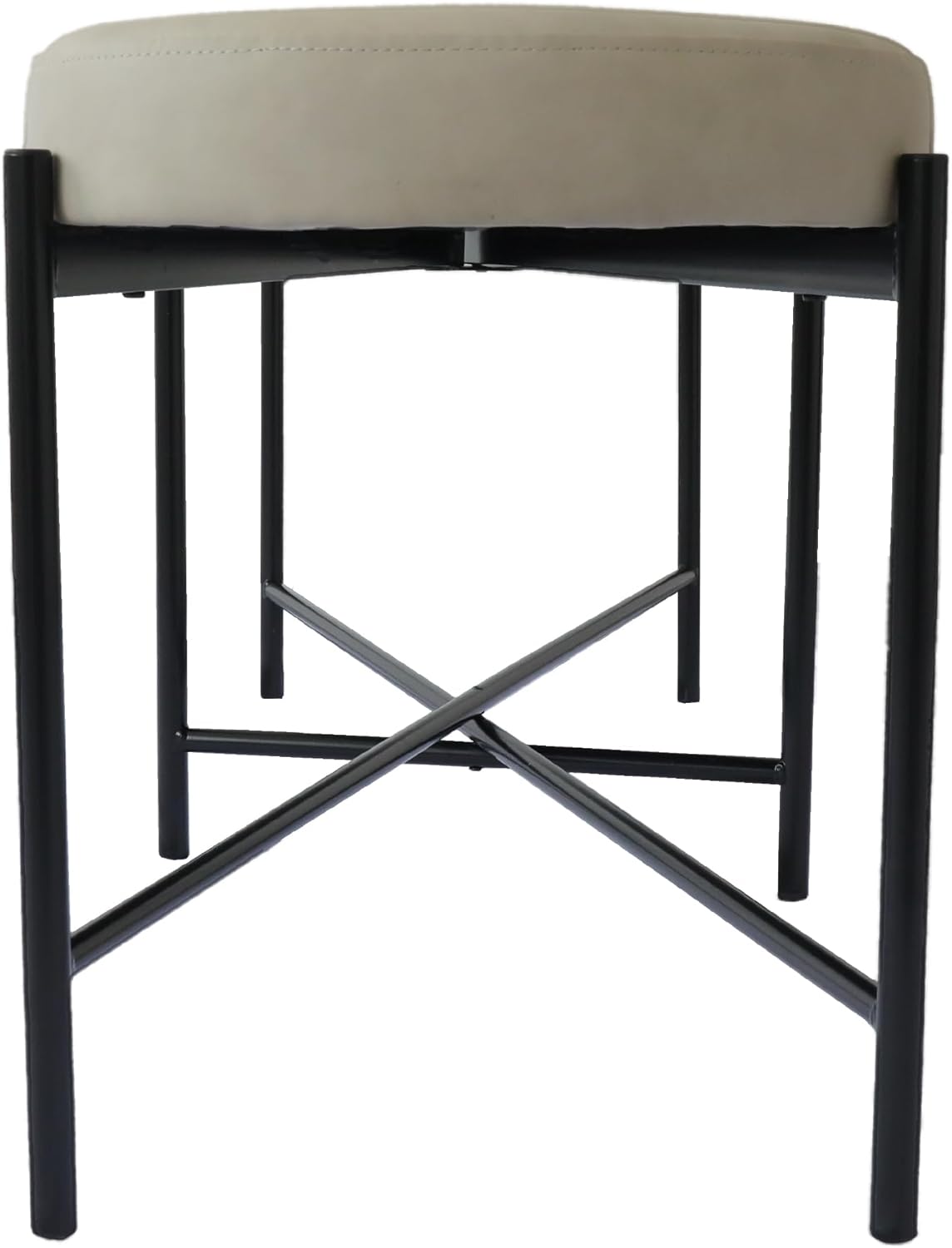 54” upholstered Vegan Leather Accent Ottoman Bench for entryway, Living Rooms, lounges, bedrooms-White Rock/Light Grey