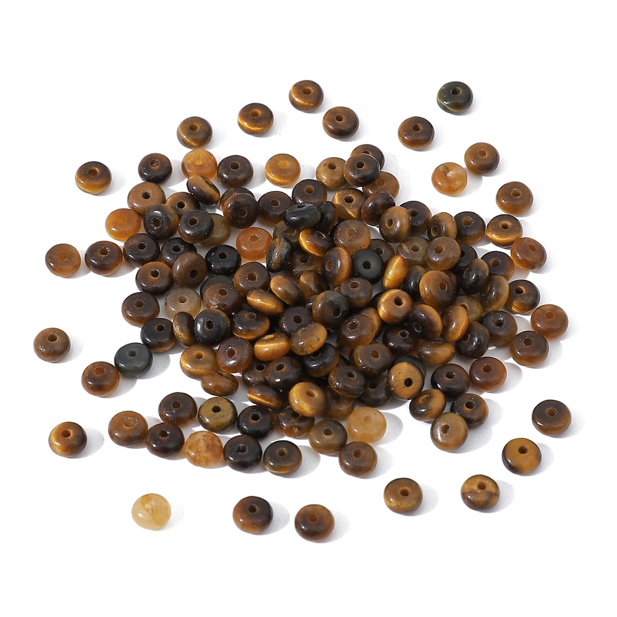 BEADIA Natural Yellow Tiger Eye Disk Stone Beads 4x2mm 160pcs Rondelle Loose Semi Gemstone Beads for Jewelry Making Design