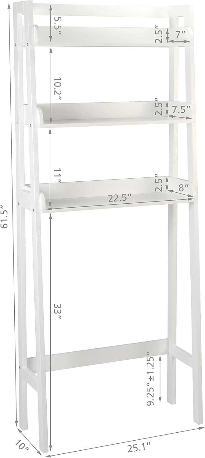 UTEX Over The Toilet Storage Shelf, 3-Tier Over Toilet Bathroom Organizer, Above Toilet Shelves Rack (White)