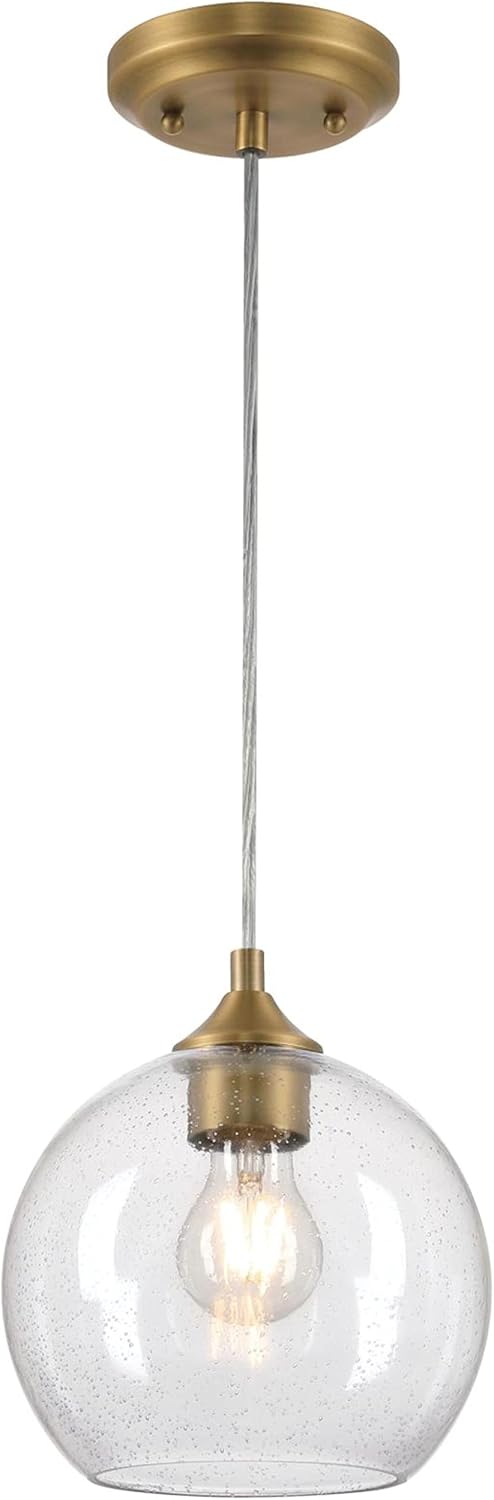 Westinghouse 6130600 Tatze Contemporary One Light Indoor Mini Pendant, Brushed Brass Finish, Clear Seeded Glass