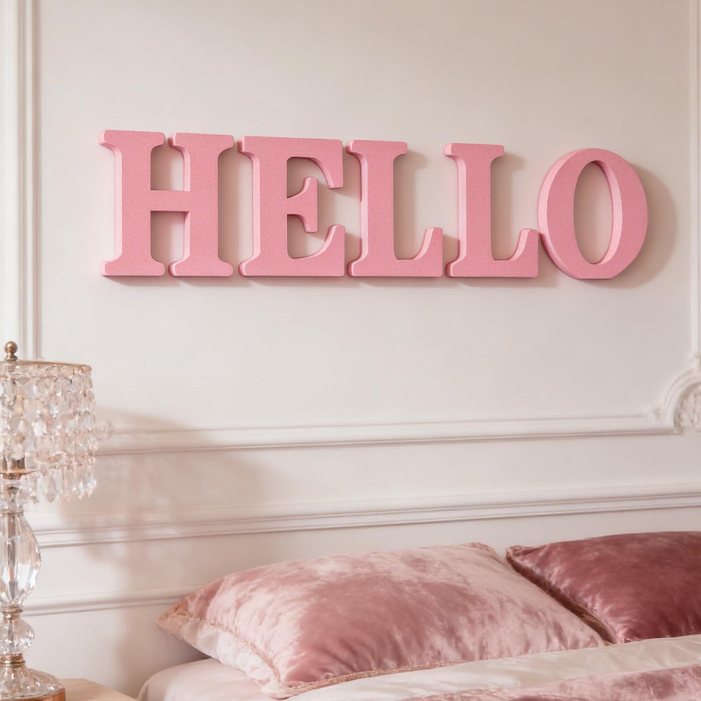AOCEAN 10 Inch Pink Wood Letters Unfinished Wood Letters for Wall Decorative Pink Standing Letter Sign Board Decoration for Craft Home Party Decor Projects (L)