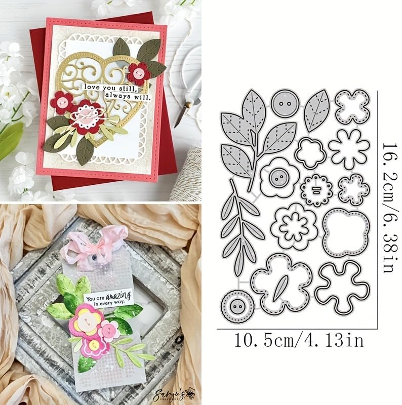 Flowers Metal Cutting Die for Scrapbooking - Cut Stencils for DIY Scrapbook Photo Album Decorative Paper Card, Card Making Supplies, Stencils & Crafting Die Cut (Happy Flower 6.4 x 4.1 in)