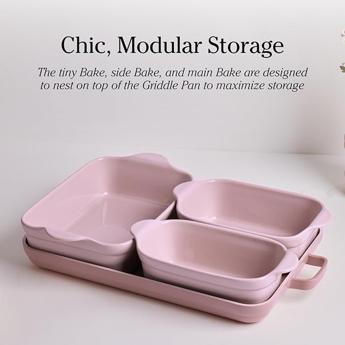 Our Place Bakeware Set | 5-Piece Ceramic Bakeware Collection with Stovetop-to-Oven Griddle Pan | PFAS-Free Non-Toxic Nonstick Pans, Oven Mat & Baking Dishes | Char