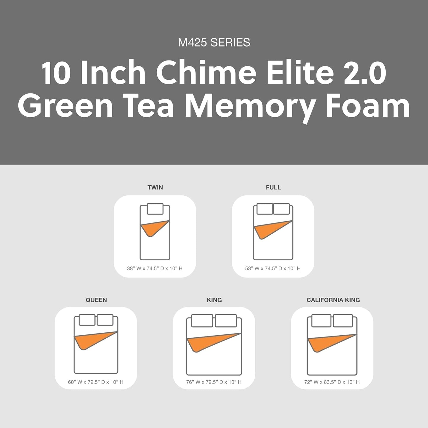 Signature Design by Ashley 10 Inch Chime Elite 2.0 Firm Green Tea Memory Foam Mattress for Cool Sleep and Pressure Relief, Full, Fiberglass Free, Mattress In A Box