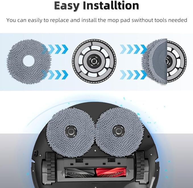 8 Pack Mop Pads for Roborock QV 35A/Qrevo S/Q Revo/Qrevo Pro/Qrevo Plus/Qrevo Master/Qrevo Slim/Qrevo Curv/Qrevo Edge Robot Vacuum Cleaner, Spin Cleaning Pads Replacement Parts Accessories