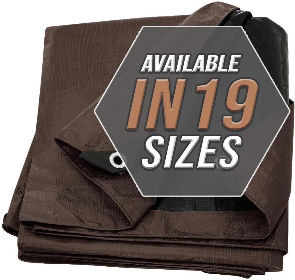 Large Waterproof Tarp - Heavy Duty 10 Mil Thick Poly Tarpaulin Ideal for Canopy Tents, Boats, RV or Pool Covers - Multipurpose Protective Tarps with Grommets for Indoor and Outdoor Use | 20' x 20'