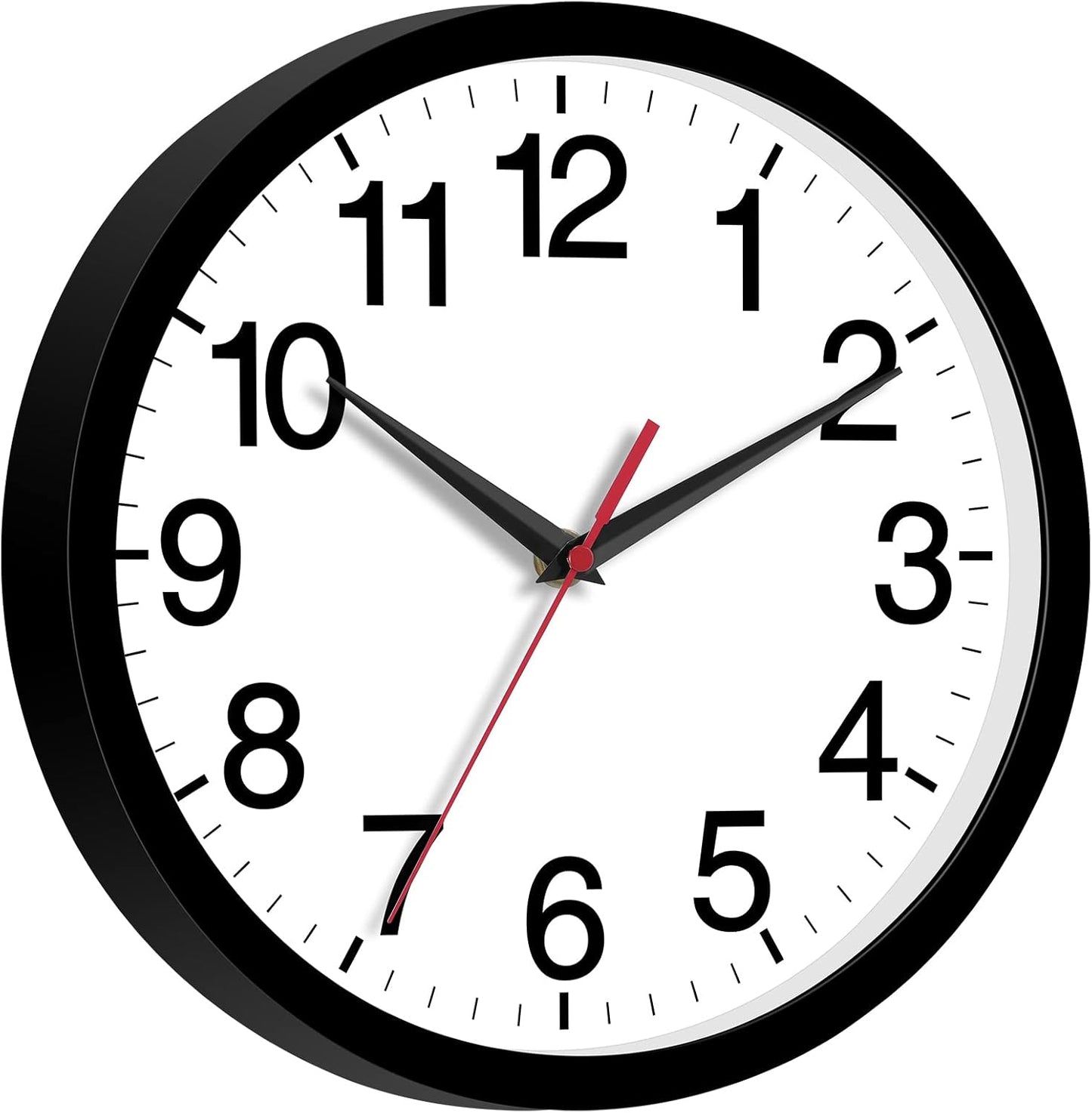 Wall Clock Modern 10 Inch Black Battery Operated Silent Non Ticking Analog for Living Room Office Home Bedroom Kitchen Bathroom