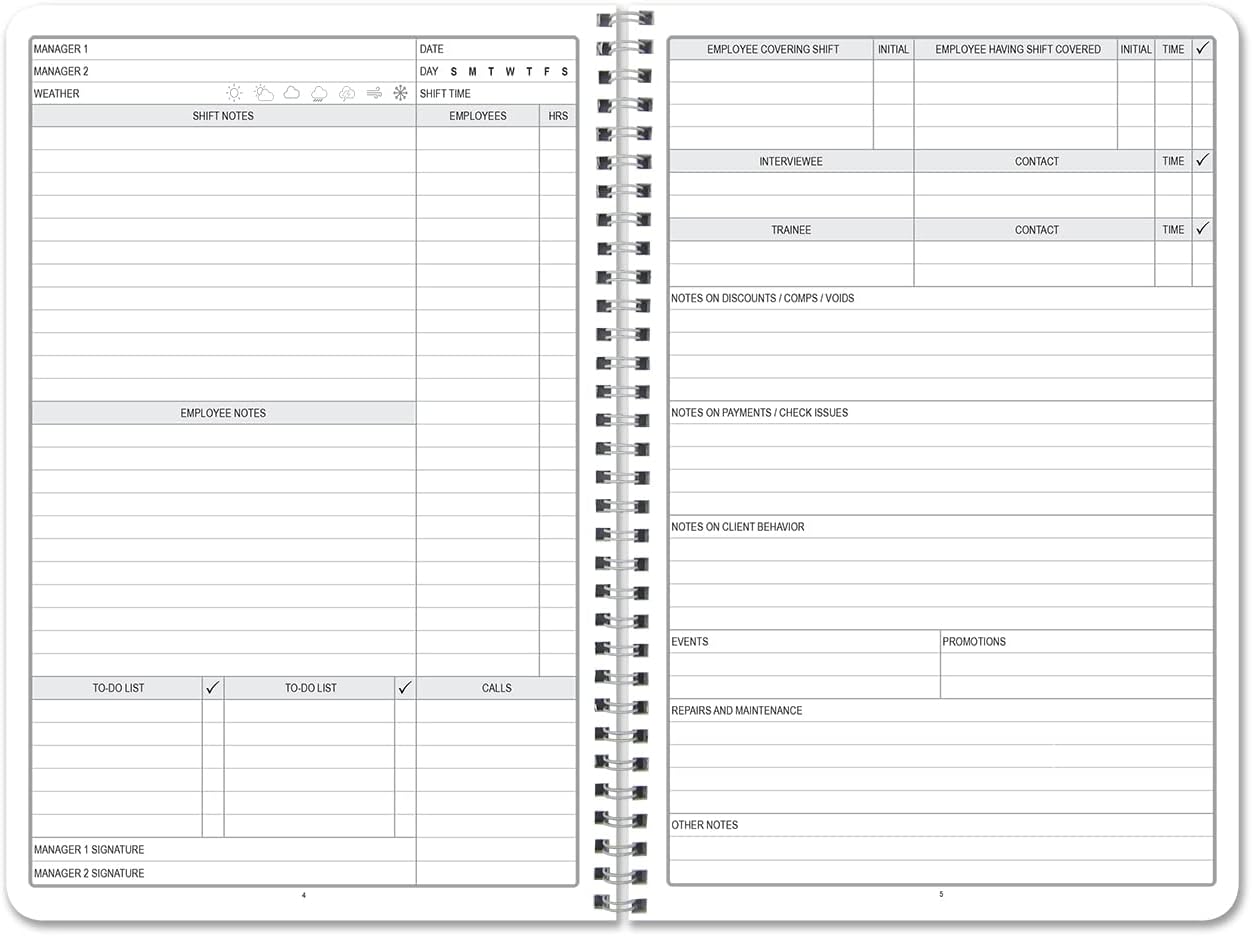 BookFactory Manager Notebook Manager's Log Book Planner Management Logbook, Wire-O 100 Pages 6" x 9" (Made in USA)