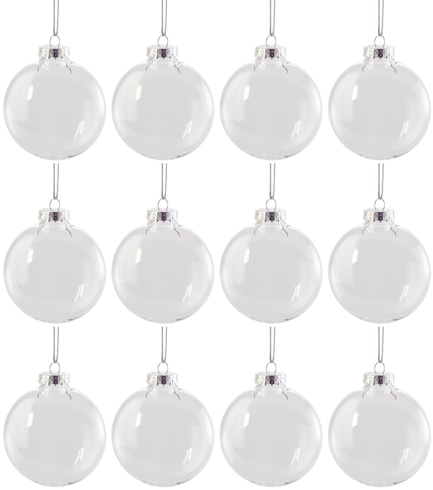 Creative Hobbies Clear Plastic Fillable Christmas Ornament Discs - Great for Crafts, Holidays and Weddings | Pack of 12 (Medium)