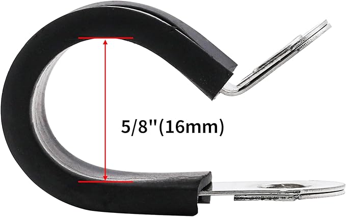 24PCS 5/8" Double Cable Clamps with updated Riveted Reinforce, 304 Stainless Steel Rubber Cushioned Insulated Loop Pipe Metal Wire Clamps