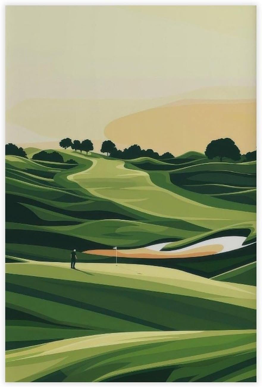 9W Golf Course Poster Green Scenery Decoration Wall Art for Office Living Room Unframe-style 12x18inch(30x45cm)
