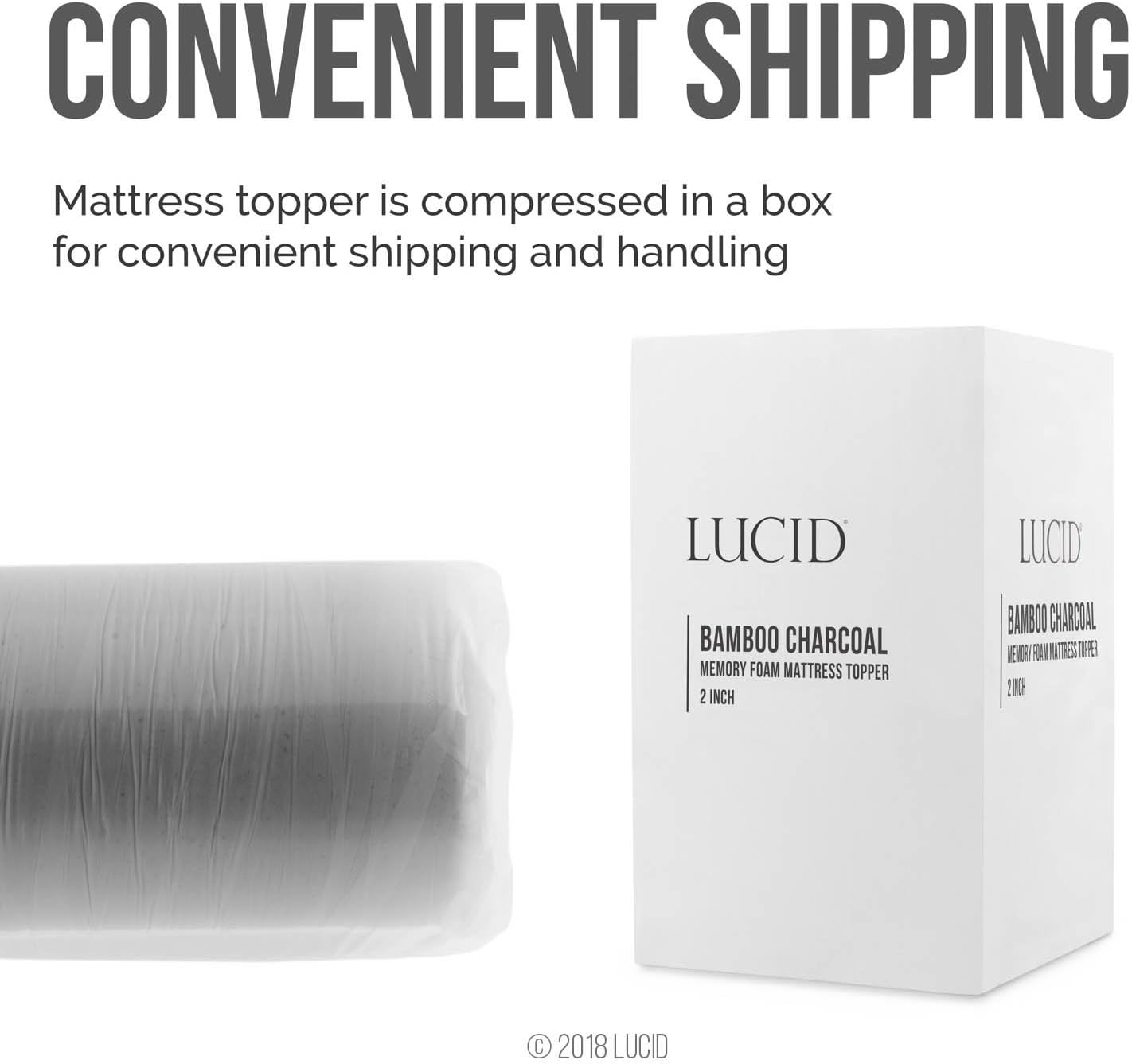 Lucid 2 Inch Bamboo Infused Memory Foam Mattress Topper - Queen Size – Cooling Ventilation – Pressure Relieving Bed Topper - Mattress Pad – CertiPur Certified
