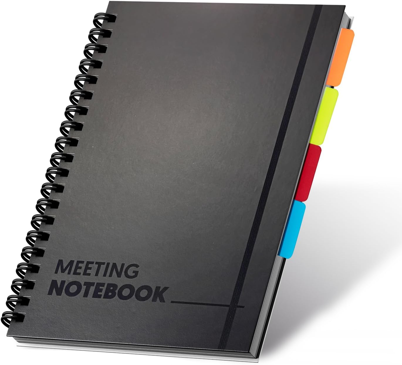 Meeting Notebook for Work 8.5x11 – Professional Meeting Planner with Monthly & Weekly Pages, Project Trackers, Notes & Grid Sections – 160 Pages, 120gsm Paper, Black Spiral, Elastic Band + Index Tabs – SEEKZ