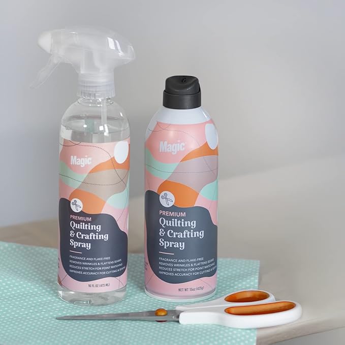 Magic Premium Quilting & Crafting Spray Can – Fabric Spray for Cutting, Creasing, & Sewing – Best Press Spray Starch for Quilting to Flatten Seams & Wrinkles – Wrinkle Spray (15oz Aerosol)