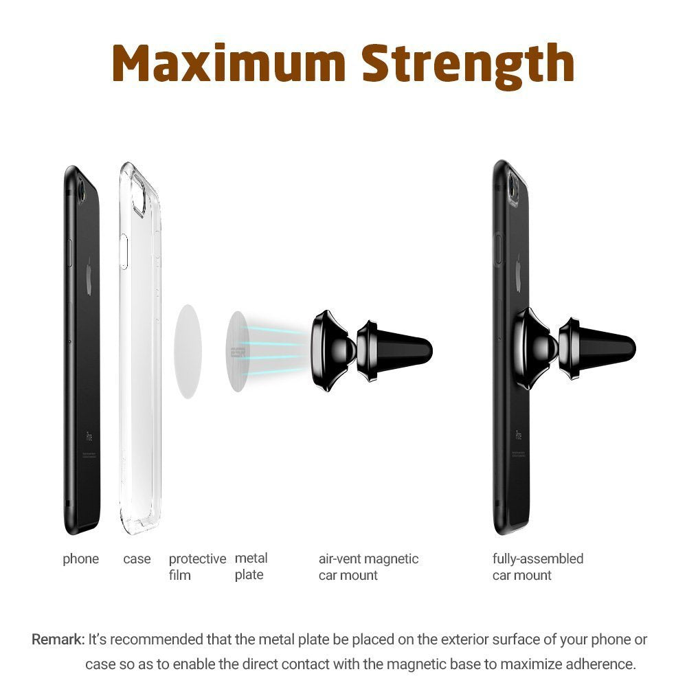 Magnetic Mount, Iflash Aluminum Universal Air Vent Magnetic Car Mount Phone Holder, 360 Degree Rotation For Multi-Angle View, Cr
