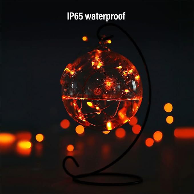 Mini Halloween Fairy Lights Battery Operate, 4 Pack Copper Wire Night Lights 3*AAA Battery Powered Led Starry Fairy String Lights for Bedroom, Christmas, Party, Decoration(5m/16ft Orange)