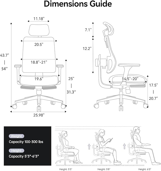 Newtral Ergonomic Home Office Chair-Office Desk Chair with Footrest, Auto-Following Backrest, 4D Armrests, 96°-136° Recline, Adjustable Seat Depth & Height (Black, 2D Headrest)