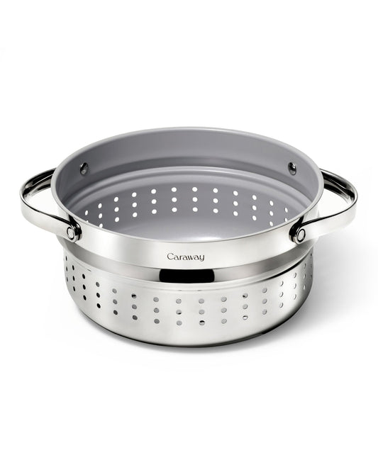Caraway Steamer - Stainless Steel Steamer with Handles - Non Stick, Non Toxic Coating - Steam Veggies, Seafood, and More - Compatible With Our Dutch Oven or Sauce Pan - Large