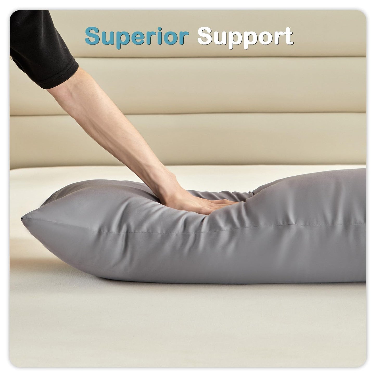 MIOTO Cooling Weighted Body Pillow with Tencel Cover（48" x 14"） 8.5lbs - Quilted Glass Beads Body Pillows for Better Sleep, Weighted Pillow for Adults, Long Pillow for Bed, Ideal Side Sleeper Pillow
