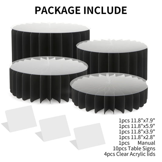 Buffet Risers Food Risers for Buffet Table Acrylic Risers Display Stands Tall Cake Stands Cylinder Stands for Party Pedestal Cake Stand Dessert Table Display Set Cupcake Stands Cupcake Display (Black)