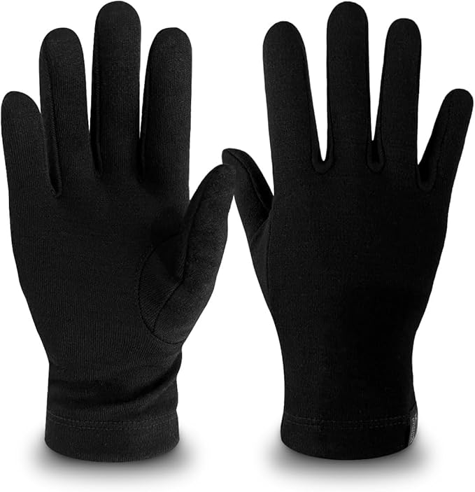 Merino Protect 100% Merino Wool Gloves For Kids Men Women Touch screen Thermal Glove Liners Ski Cold Weather