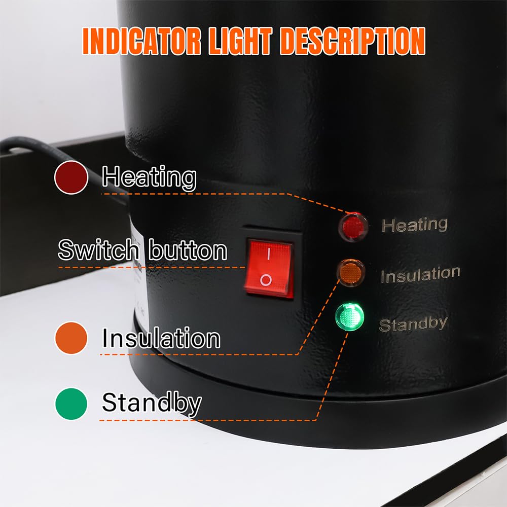 FAST MELT 5 Liter Wax Melter for Candle Making, Electric Wax Melting Pot with Easy Pour Spout & 30-110C Temp Control, Easy Clean for Home Candle Business Starter (Heat Gun + Gloves + Measuring Cup)