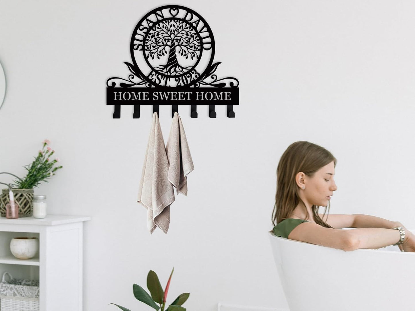 Personalized Tree of Life Metal Key Holder: Custom Wall Key Hooks Rack