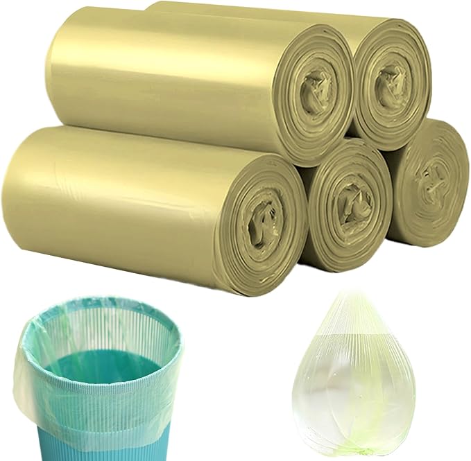 100Pcs Small Trash Bags 18x22in Strong Plastic Gold Trash Bags Resistant to Tearing Disposable for Office Bedroom Kitchen Restaurant