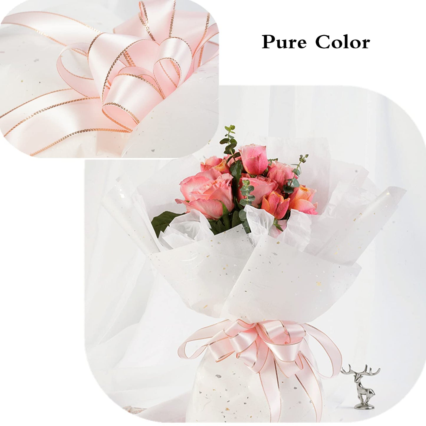 VIVIQUEN Pink Double Faced Satin Ribbon with Gold Edge, 1” Polyester Continuous Ribbon -25 Yards,Wide Ribbon for Gift Wrapping,Wedding,Bows Bouquet,Floral Arrangement and Craft