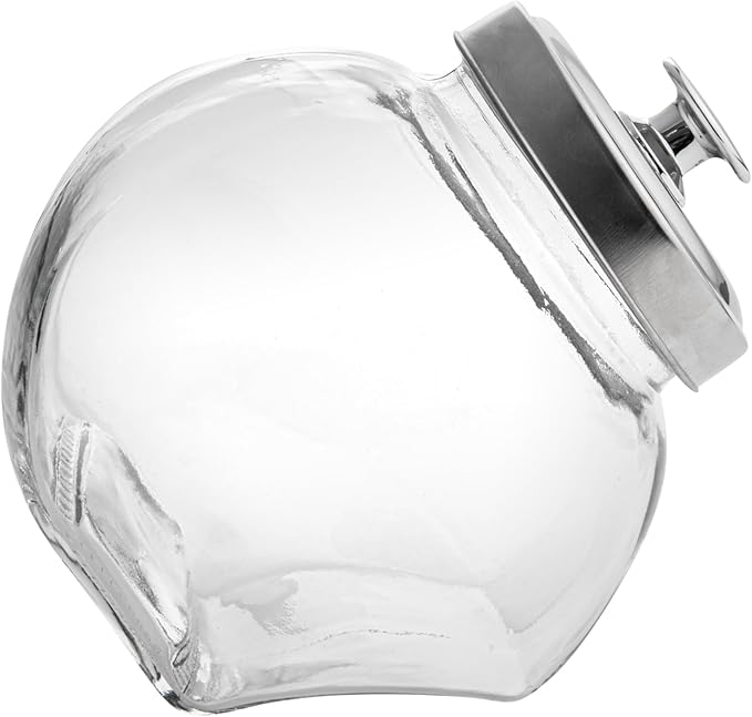 Restaurantware Vetri 0.3 Gallon Penny Jar 1 Durable Candy Jar - With Wide Spout Chrome Lid Clear Glass Cookie Jars For Kitchen Counter Dishwashable