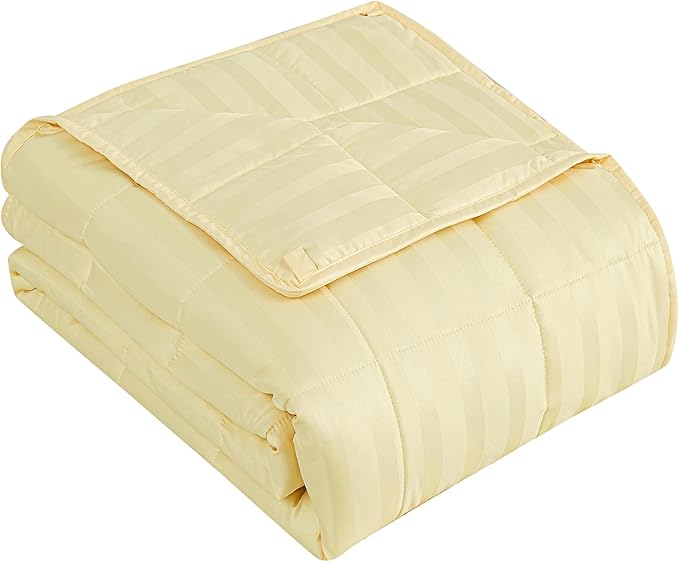 Weighted Blanket for Adults (25 lbs, 60" x 80", Mustard yellow Stripes) Heavy Blanket for Sleeping Perfect for 240-260 lbs, Queen Size Breathable Blanket with Premium Glass Bead, Machine Washable
