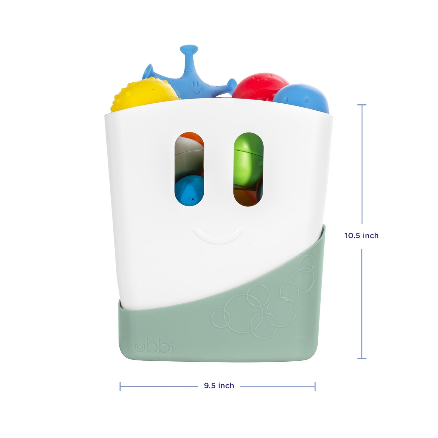 Ubbi Stand Up Bath Toy Storage Organizer, Bath Caddy with Removable Drying Rack Bin for Toddlers and Baby, Sage