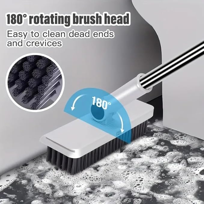 Broom with Dustpan Combo Set, 3 in 1 for Sweeping Indoor and Push Broom Outdoor with Dust Pan, 14.2 to 48.8 inch Adjustable Long Handle Broom and Dustpan Set (Light Grey)