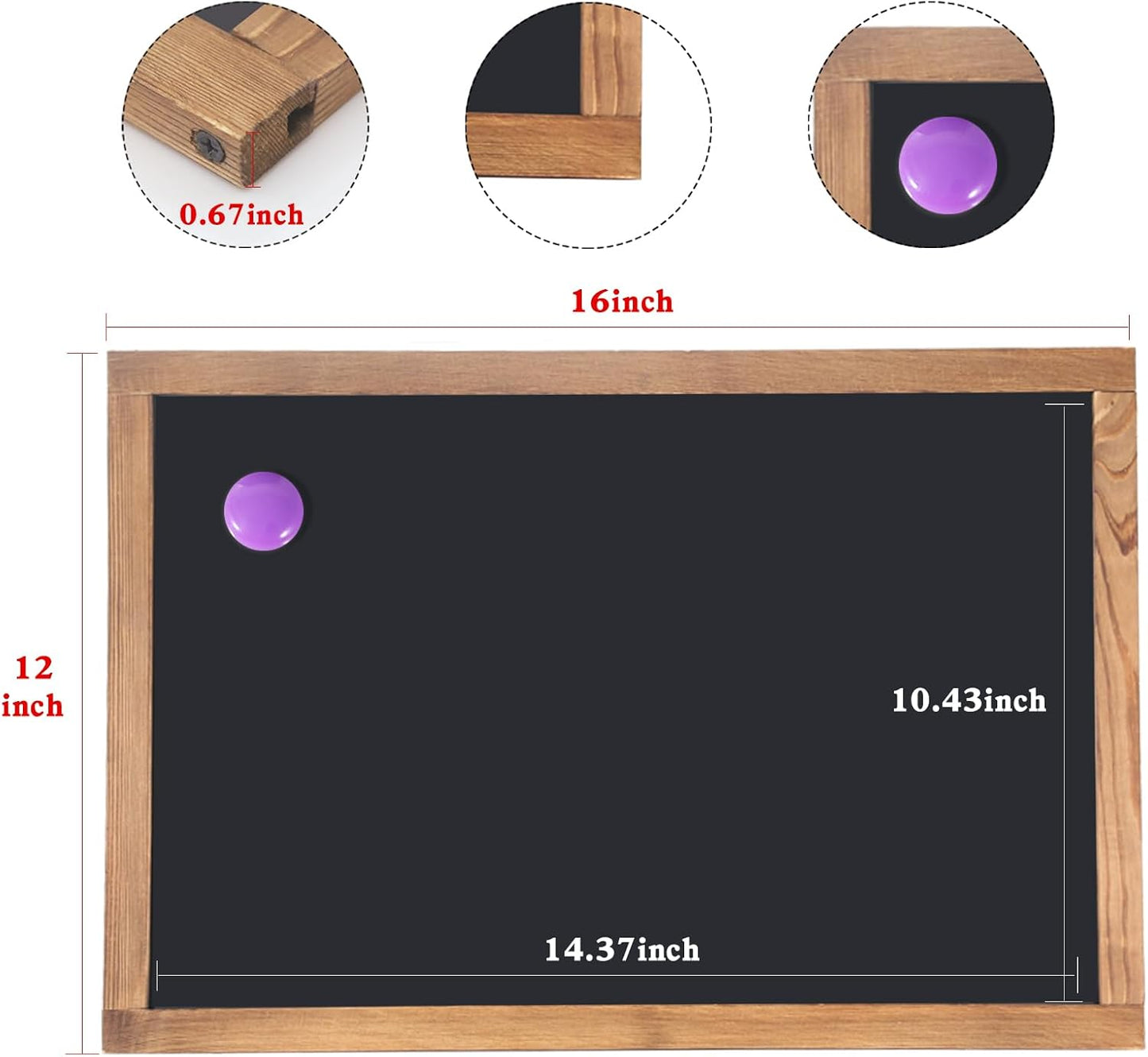 Magnetic Chalkboard for Wall Rustic Wood Framed Decorative Blackboard Sign for Kids Hanging Chalkboard for Home, Office, Restaurant 12" x 16"