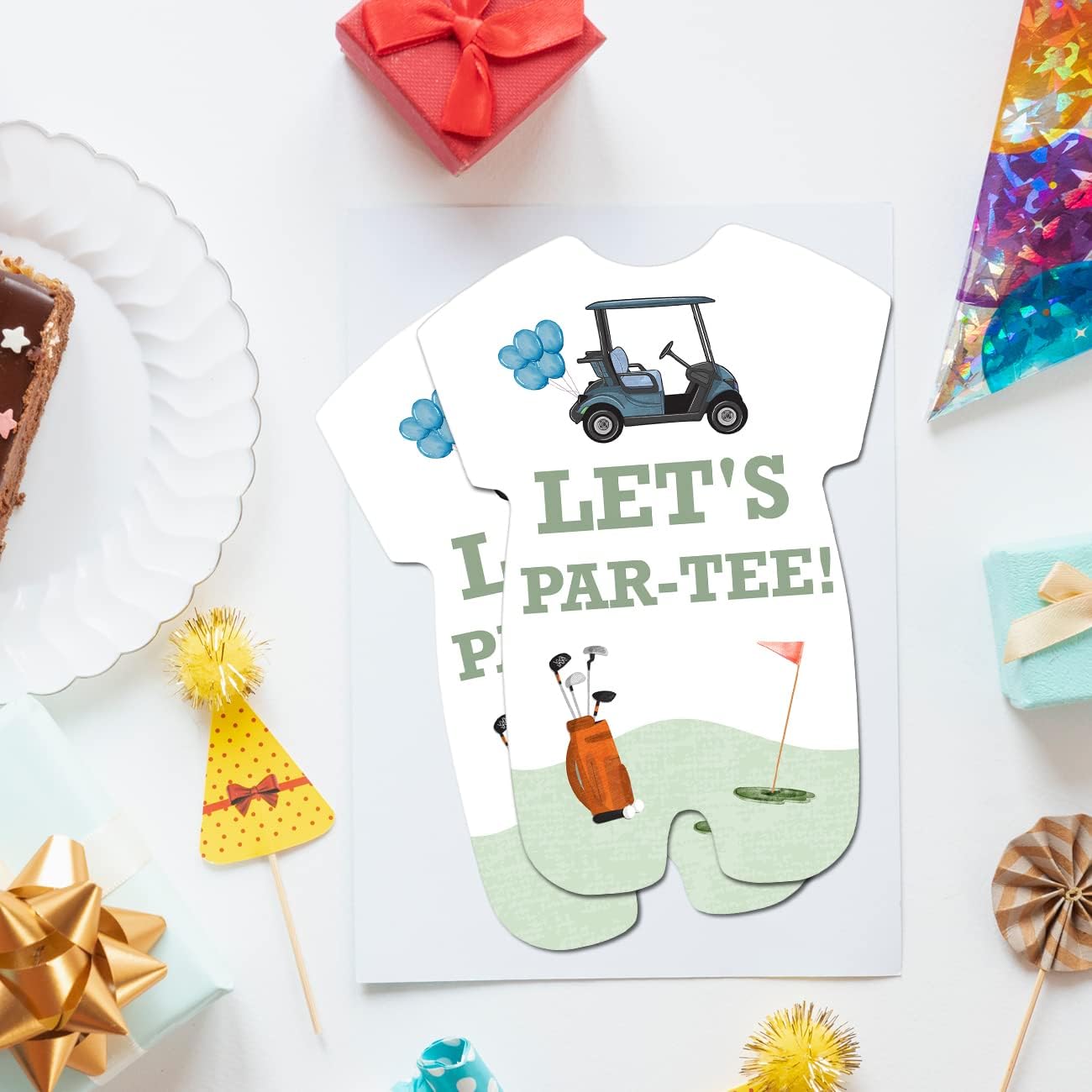 Golf Baby Shower Invitation with Envelopes Set of 20 Golfing Gender Neutral Party Shaped Invitations Fill in Blank Invites