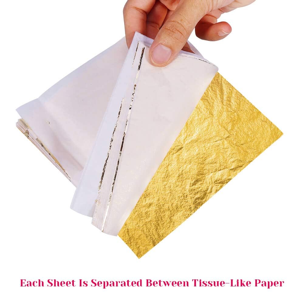 Gold Leaf Sheet for Resin, Paxcoo 300 Sheets Gold Flakes for Resin Nail Foil for Resin Jewelry Making Slime, Nail Arts, Gilding Crafting, Paint, Decoration, 5.5 by 5.5 Inches