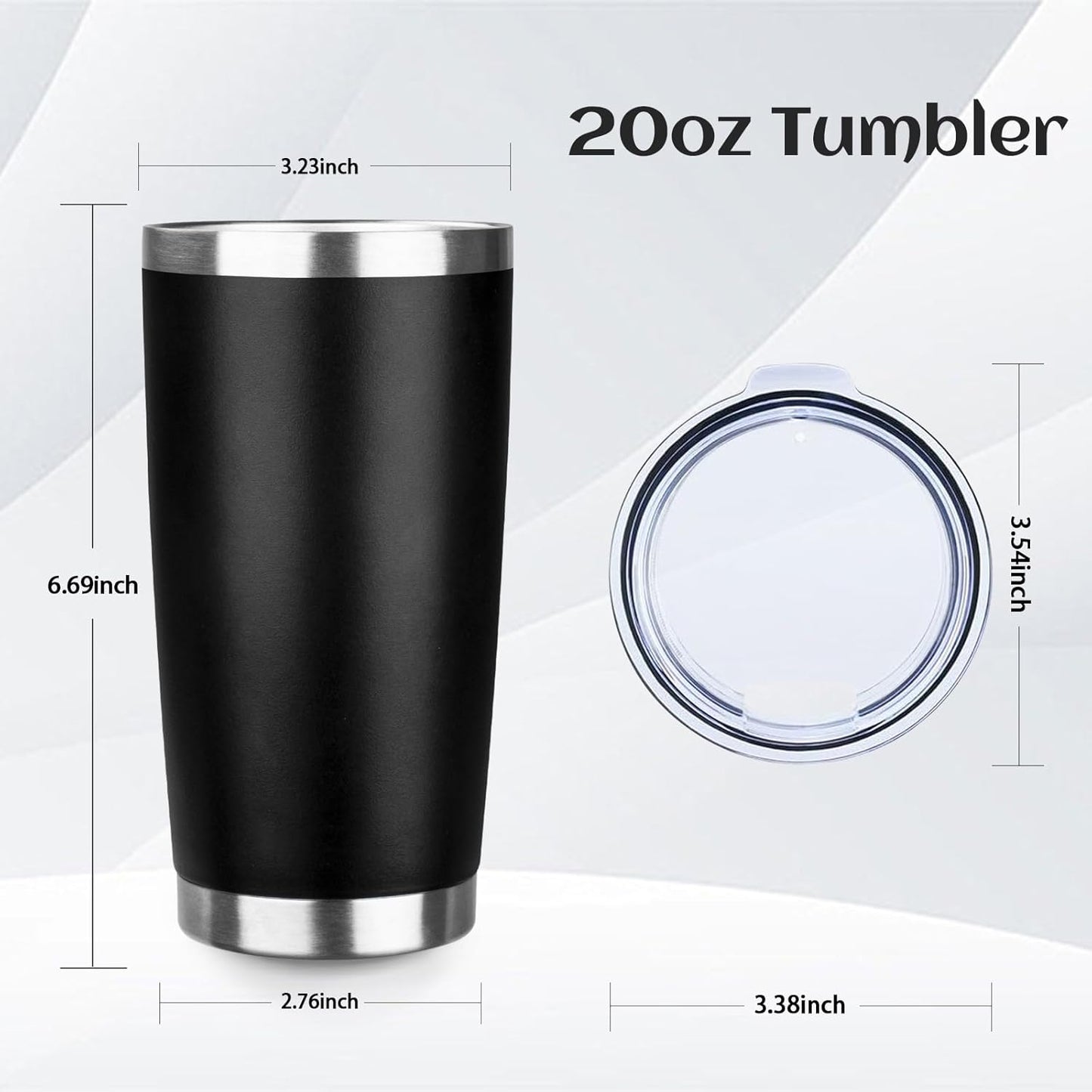 StarSpeed 20oz Tumbler Bulk with Lid, Stainless Steel Insulated Tumblers Double Wall Vacuum Insulated Travel Mug, Powder Coated Coffee Cups for Hot and Cold Drinks(Black,6)