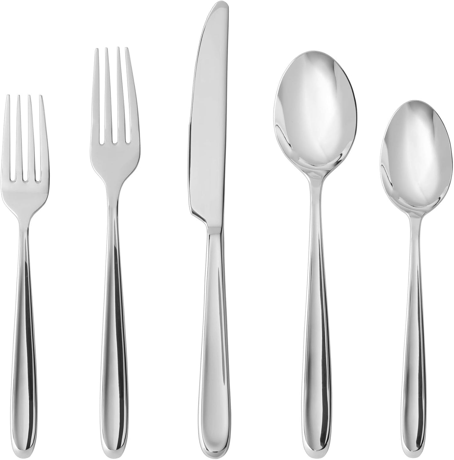 Fortessa Scoop 18/10 Stainless Steel, 20 Piece Flatware Set (Service for 4), Silver
