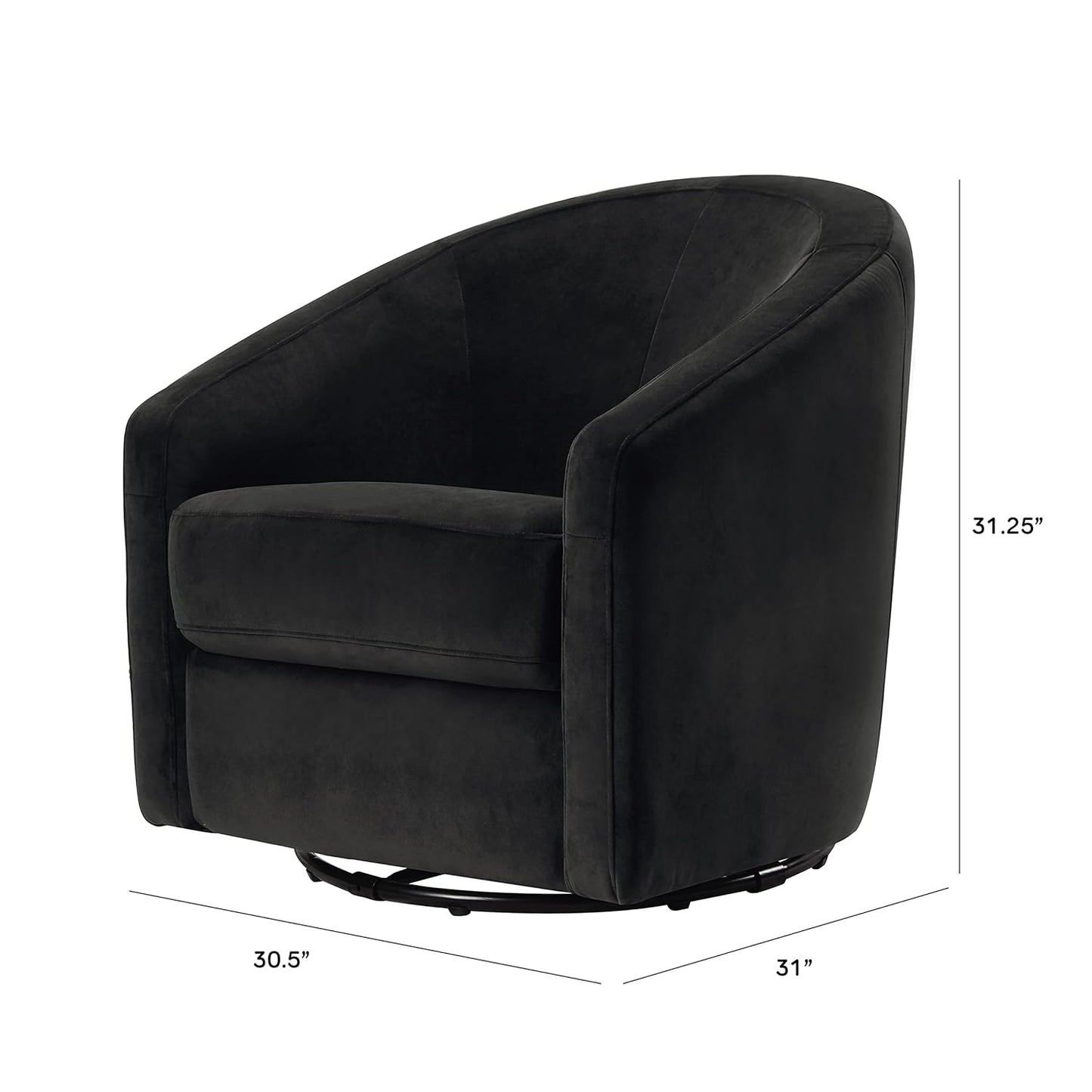 babyletto Madison Swivel Glider in Black Velvet, Greenguard Gold and CertiPUR-US Certified, 61.6 lb