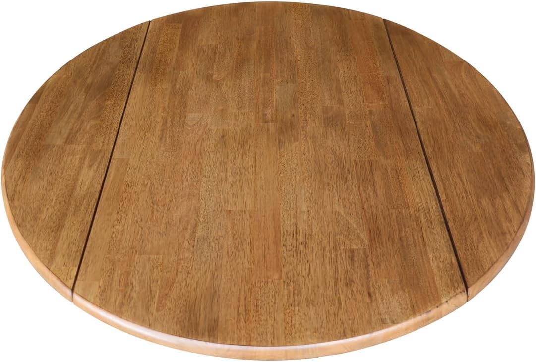 IC International Concepts 42" Round Dual Drop Leaf Pedestal Dining Table