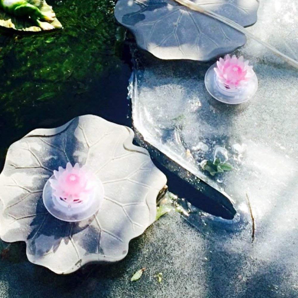 Larekook 2 Pack Solar Lotus Pond Lights, Floating Color Changing Lotus Flower Pool Lights Led Waterproof Outdoor Swimming Pool Pond Submersible Lights