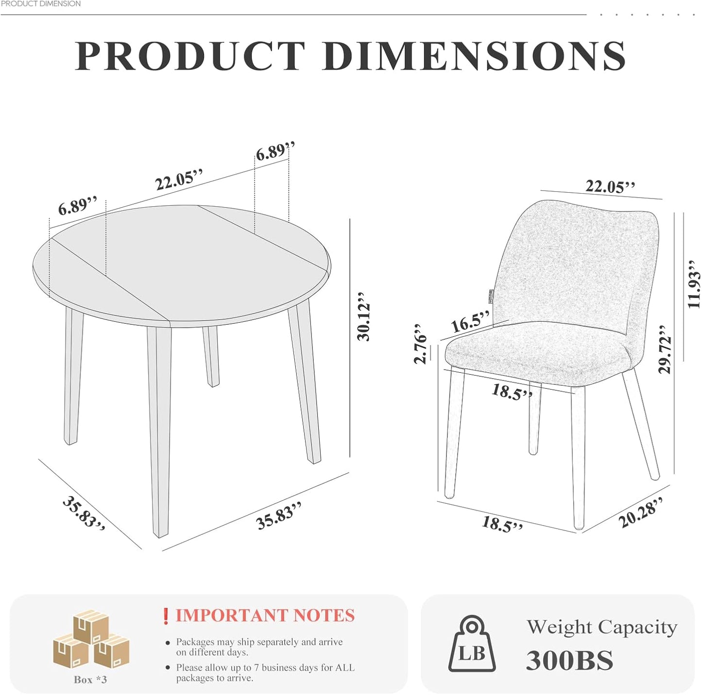 COLAMY 5-Piece Extendable Dining Table Set for 4, 36" Kitchen Round Wood Table with 4 Wooden Dining Room Chairs,Light Brown/Blue