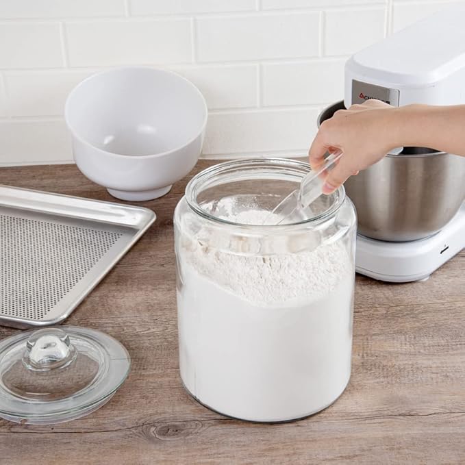 Restaurantware Glass Storage Containers - 1 Count 6 Liter Airtight Kitchen Canisters - Pantry Jars With Lids For Food - Clear Crystal Glass