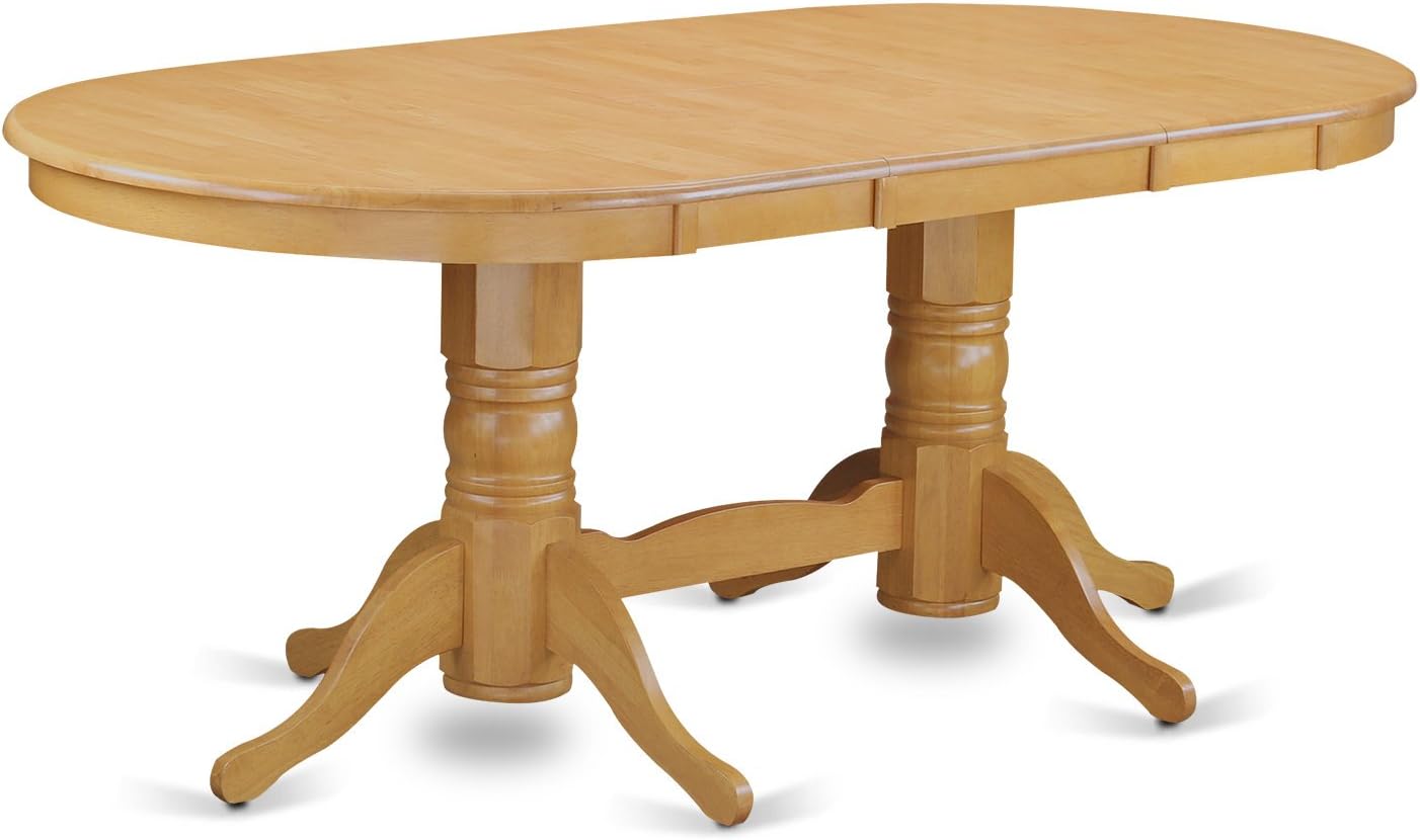 East West Furniture VABO9-OAK-W 9 Piece Modern Dining Table Set Includes an Oval Wooden Table with Butterfly Leaf and 8 Dining Room Chairs, 40x76 Inch, Oak