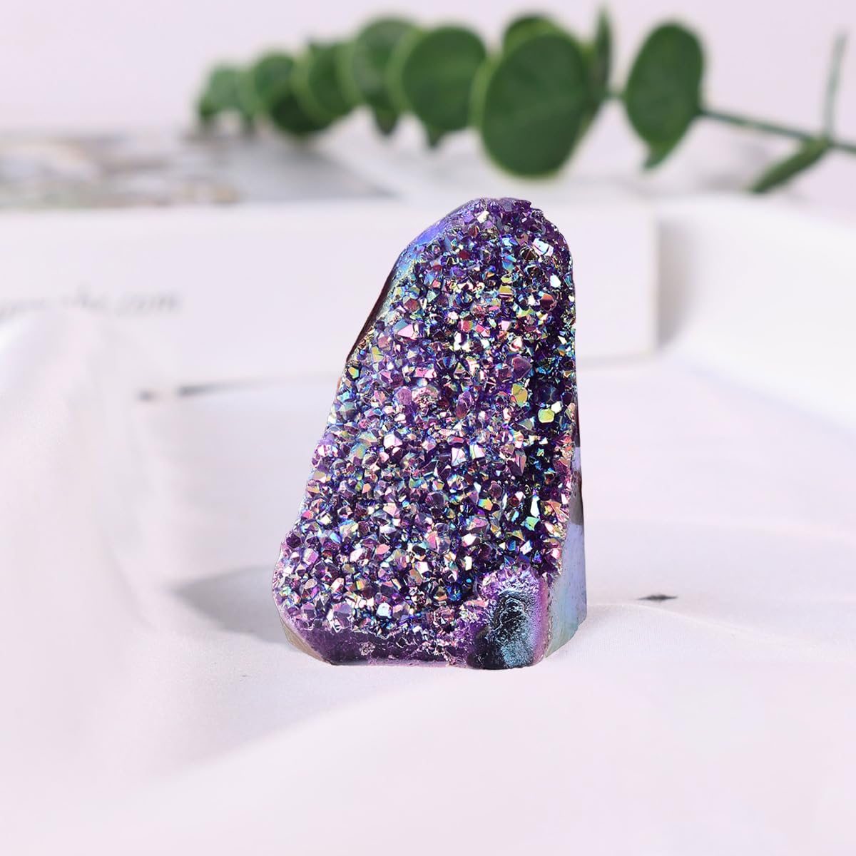 JIC Gem Rainbow Aura Titanium Coated Amethyst (0.5 lb to 1 lb) Crystal Cluster from Brazil Quartz Geode Gemstone Home Decor