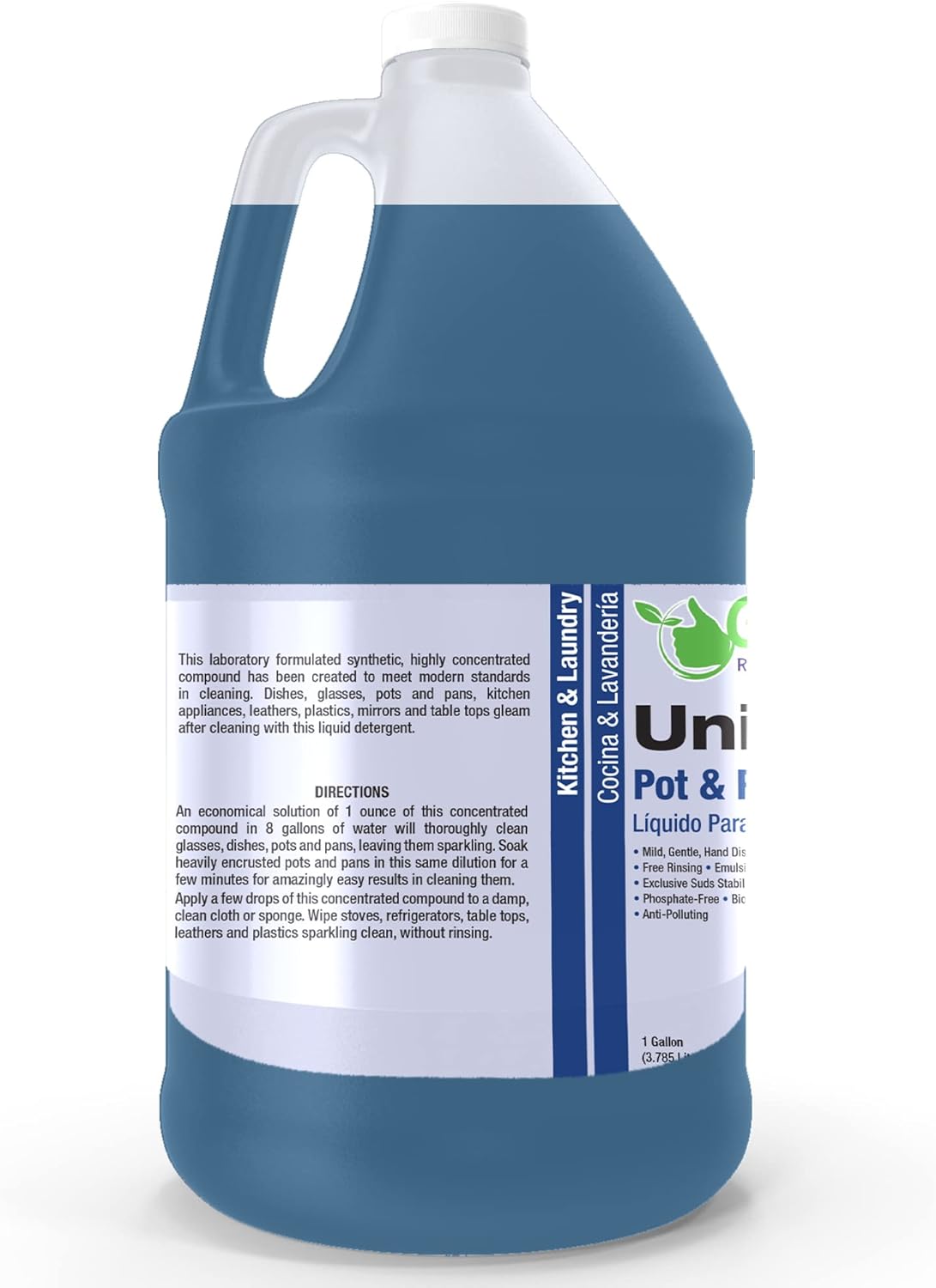 GreenFist Dish Soap Professional Detergent Liquid Pot & Pan Dish-Wash - Light or Heavy Use (Blue Unisoft 1 Gallon)