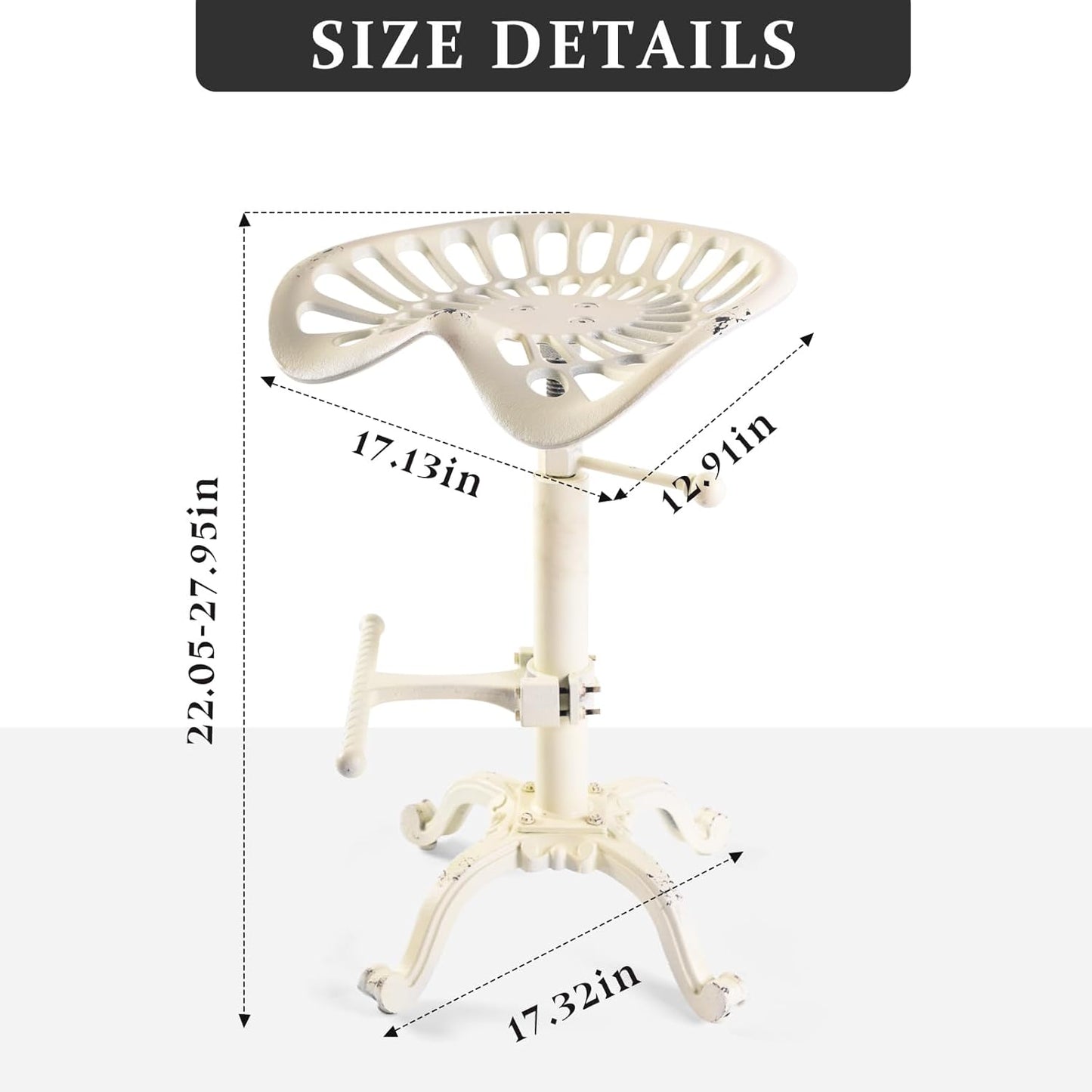 Vintage Tractor Seat Bar Stools Rustic 20-27inch Counter Height Adjustable Kitchen Island Chair Industrial Swivel Saddle Seat for Coffee House Office