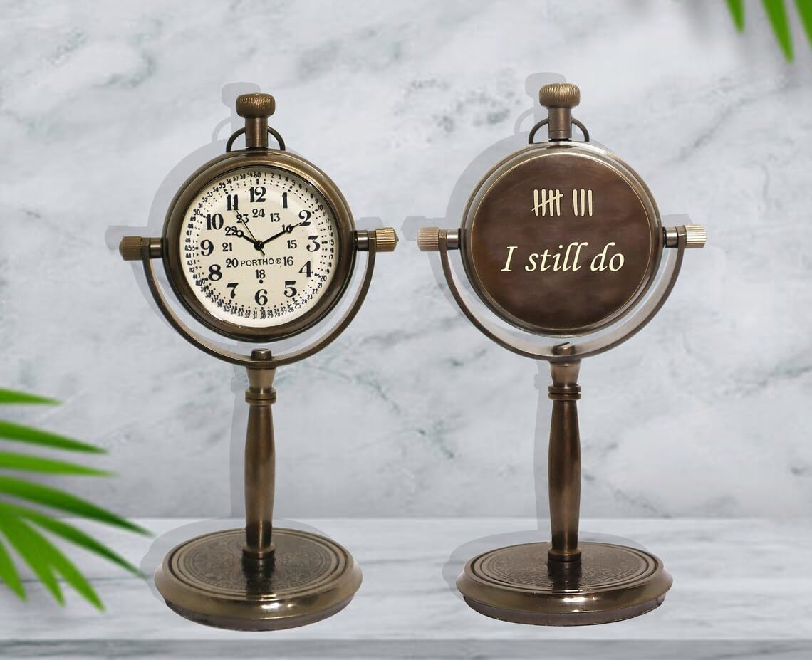 Personalized Anniversary Desk Clock Gift – Customizable Bronze Luxury Office Decor, Traditional Engraved Gift for Men & Women, Gift for Couples, Wedding Gift for Spouse